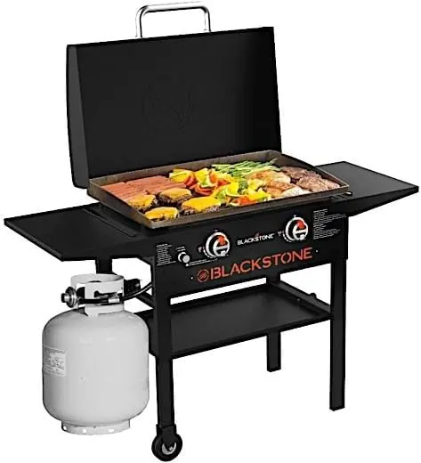Blackstone 1883 Flat Top Griddle – 28" Heavy-Duty Propane Grill with Hood and Expandable Side Shelves