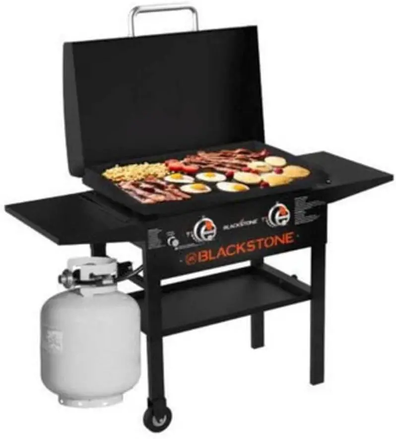 Blackstone 1883 Flat Top Griddle – 28" Heavy-Duty Propane Grill with Hood and Expandable Side Shelves