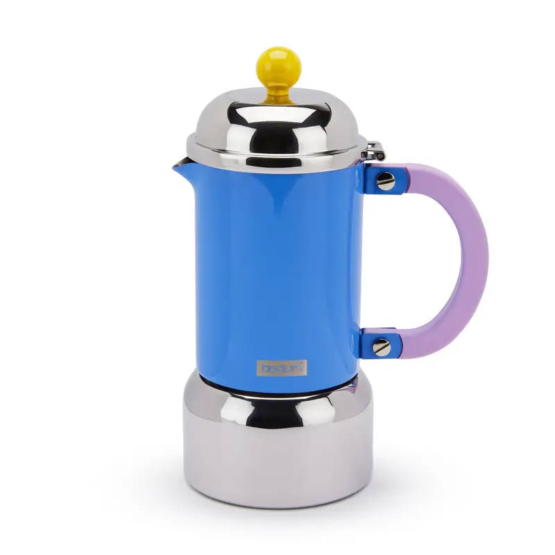 Bodum Chambord Stovetop Espresso Maker – Pale Blue Stainless Steel French Press-Style Brewer