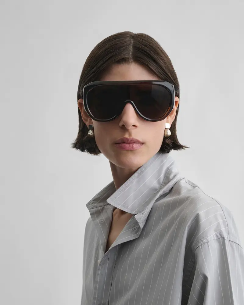 Bombé-Style Sunglasses With Brown Acetate Frames