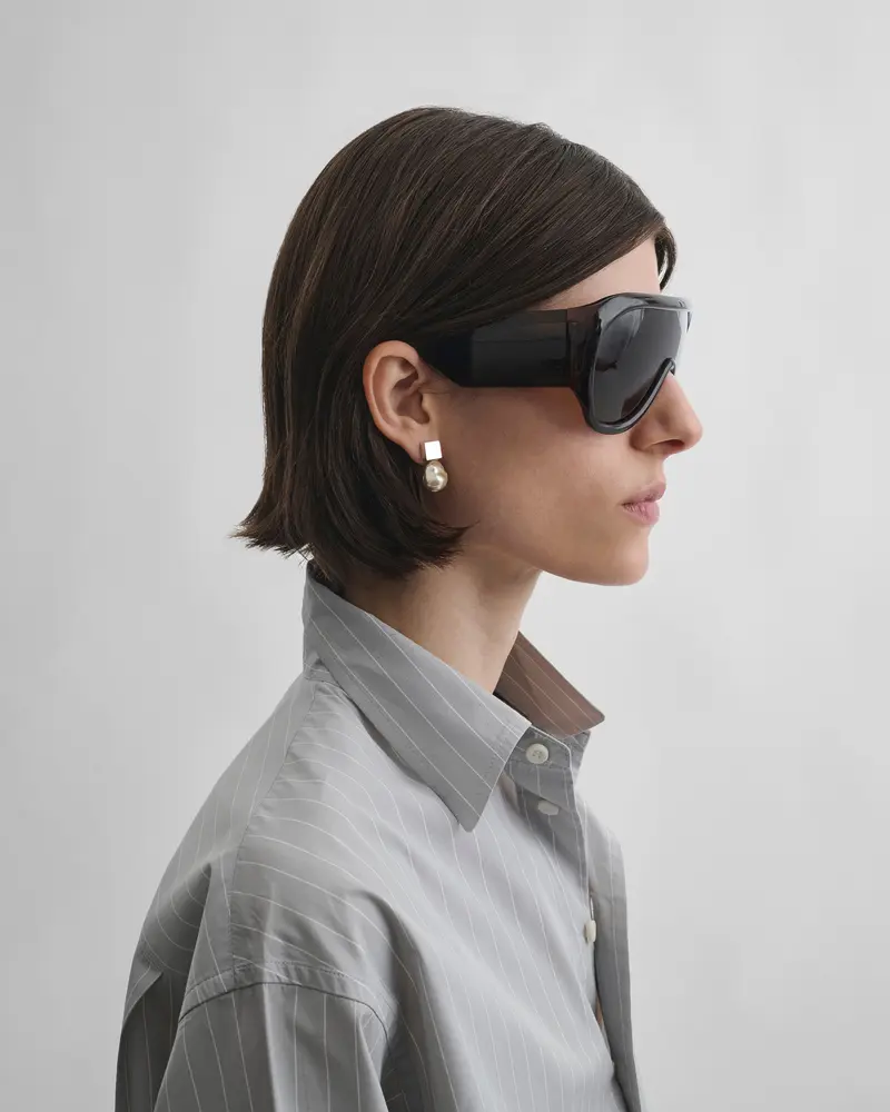 Bombé-Style Sunglasses With Brown Acetate Frames