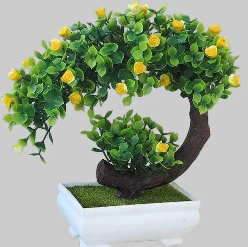 Bonsai-Style Artificial Plant – Decorative Silk Floral Display on PVC Base, 20 cm Height