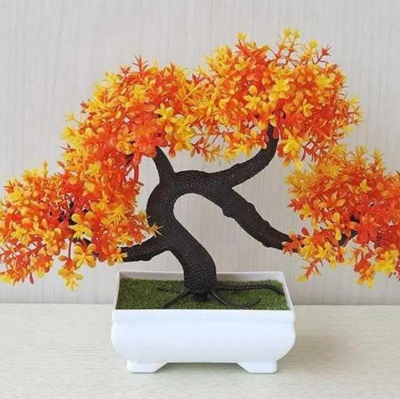 Bonsai-Style Artificial Plant – Decorative Silk Floral Display on PVC Base, 20 cm Height