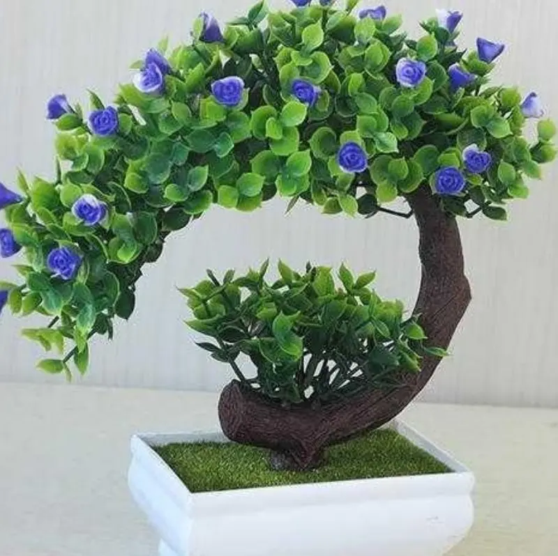 Bonsai-Style Artificial Plant – Decorative Silk Floral Display on PVC Base, 20 cm Height