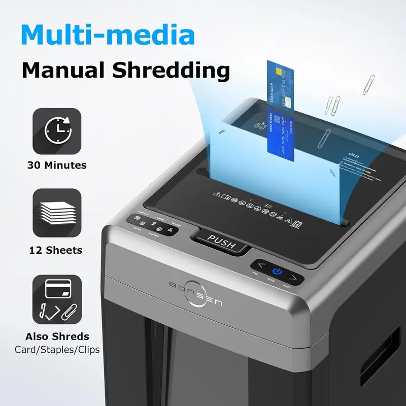 BONSEN Auto-Feed Paper Shredder — 300-Sheet Capacity, P-4 Security Level, Whisper-Quiet Operation & 8.1-Gallon Waste Bin