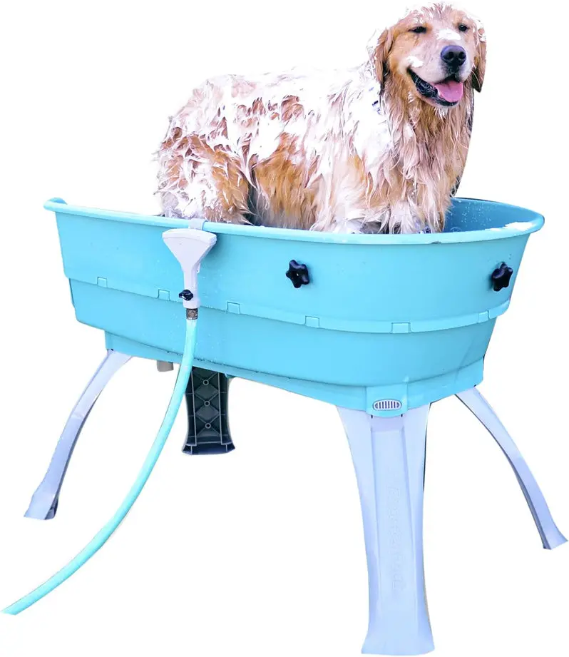 Booster Bath Elevated Pet Grooming Station – Teal Step Combo for Large Dogs | Ergonomic Height Design with Non-Slip Platform