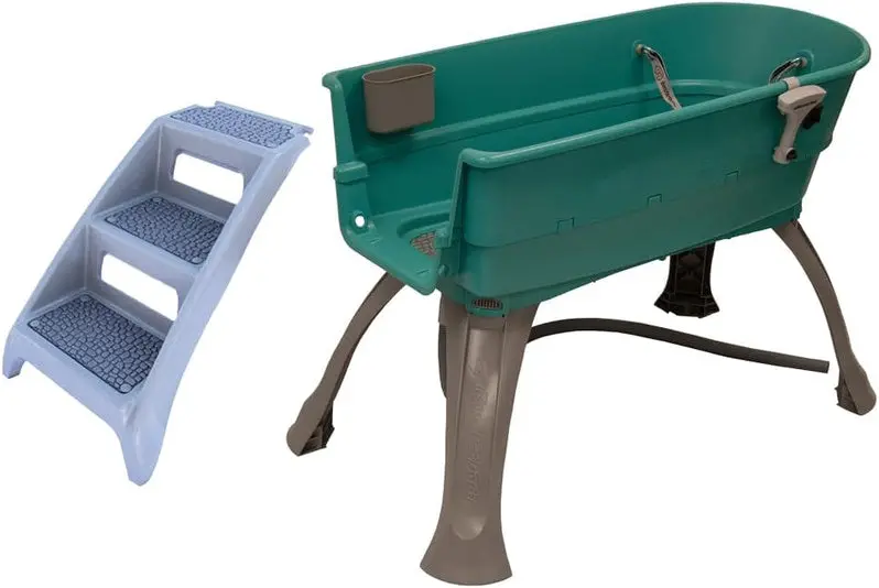 Booster Bath Elevated Pet Grooming Station – Teal Step Combo for Large Dogs | Ergonomic Height Design with Non-Slip Platform