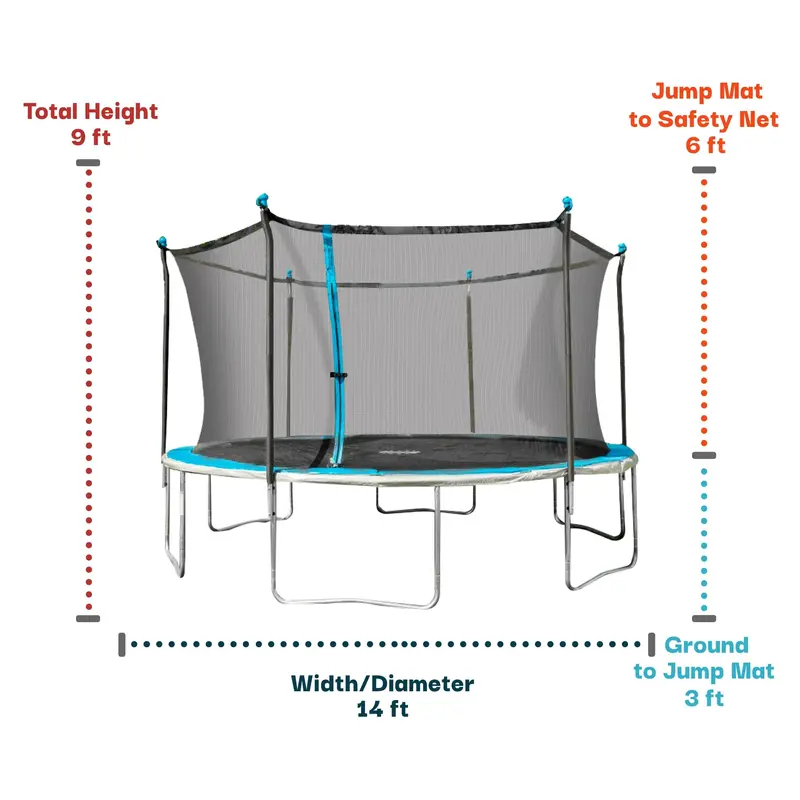 Bounce Pro 14-Foot Illuminated Trampoline with Flash Lite Safety Enclosure and Reinforced Frame