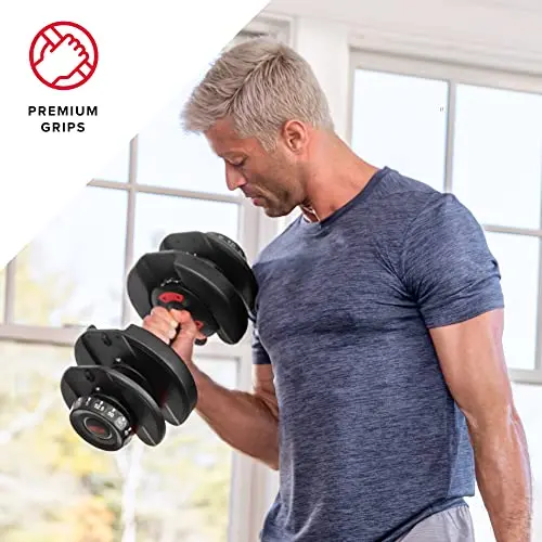 Bowflex SelectTech 552 Adjustable Dumbbell Set – Compact 5–52.5 lb Range Replaces 15 Traditional Dumbbell Pairs