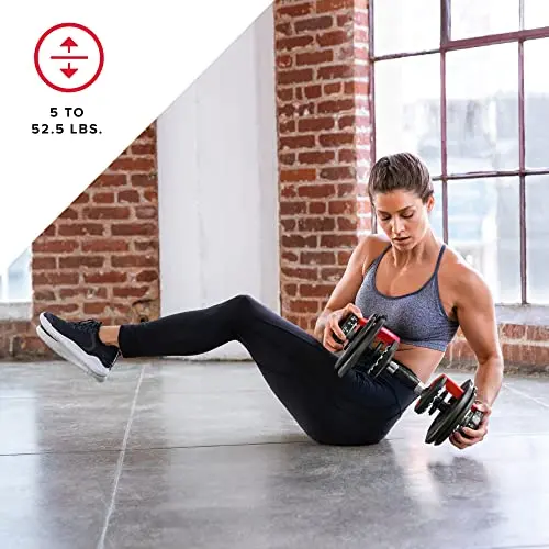 Bowflex SelectTech 552 Adjustable Dumbbell Set – Compact 5–52.5 lb Range Replaces 15 Traditional Dumbbell Pairs