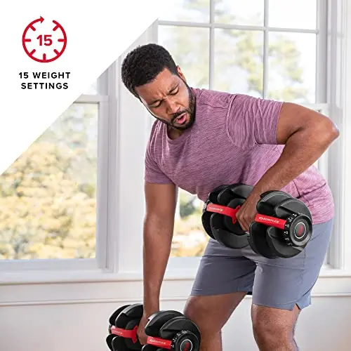 Bowflex SelectTech 552 Adjustable Dumbbell Set – Compact 5–52.5 lb Range Replaces 15 Traditional Dumbbell Pairs