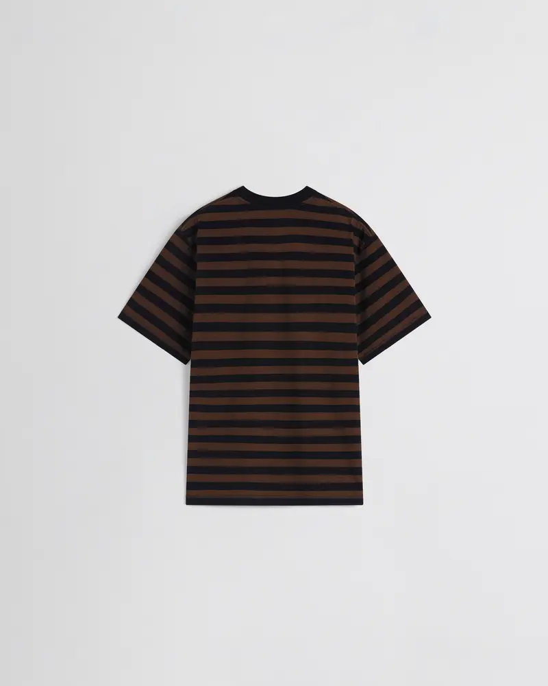 Boyish-Fit Striped Cotton T-Shirt In Black And Brown 2