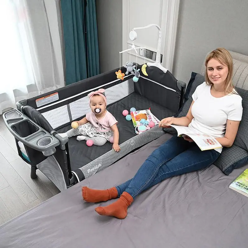 Breathable Adjustable Bassinet for Newborns – Premium Bedside Sleeper with Height Customization