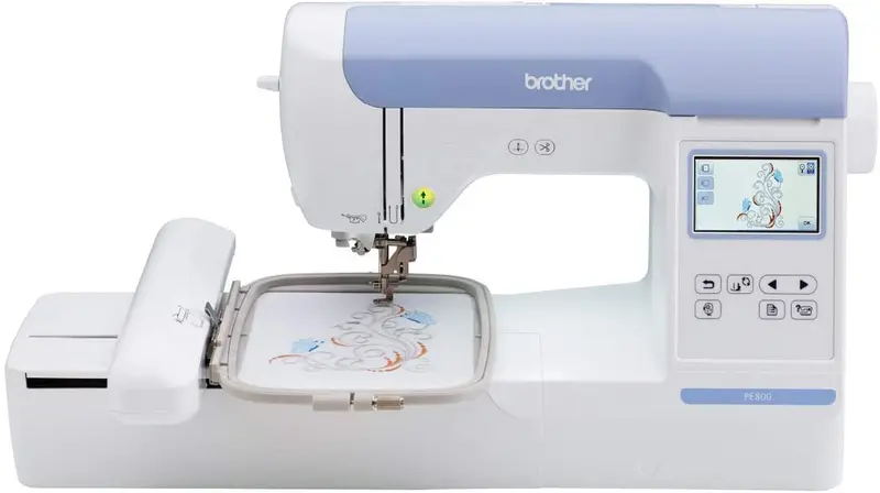 Brother PE800 Embroidery Machine – Computerized Design System with 5"×7" Hoop, 138 Built-in Patterns, USB Connectivity & LCD Screen