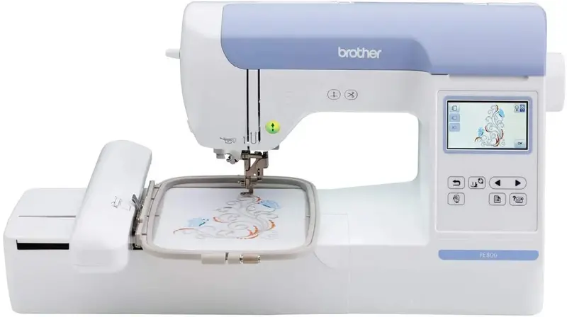 Brother PE800 Embroidery Machine – Computerized Sewing System with 5" x 7" Hoop Area and Full-Color Touchscreen Interface