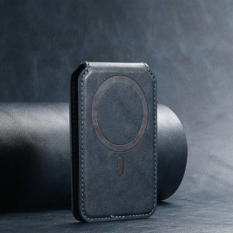 Brown Genuine Leather Magnetic Wallet Case Featuring Card Slots