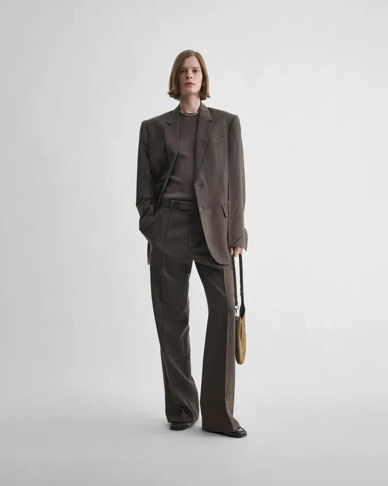 Brown Khaki Neapolitan Wool Jacket With Mohair Gabardine