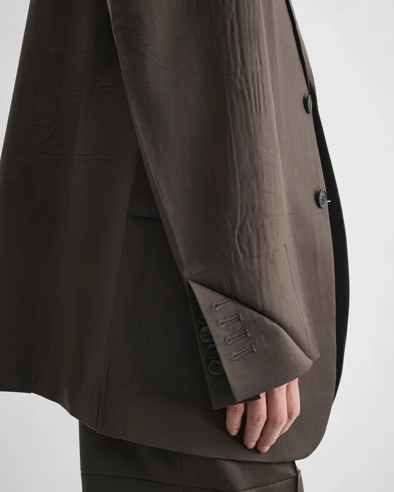 Brown Khaki Neapolitan Wool Jacket With Mohair Gabardine