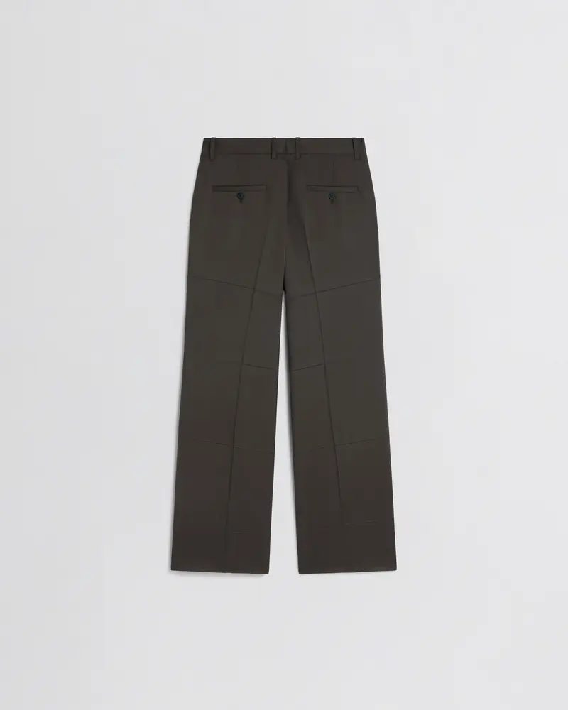 Brown Khaki Wool Tailored Trousers With Creased Boyish Silhouette 2