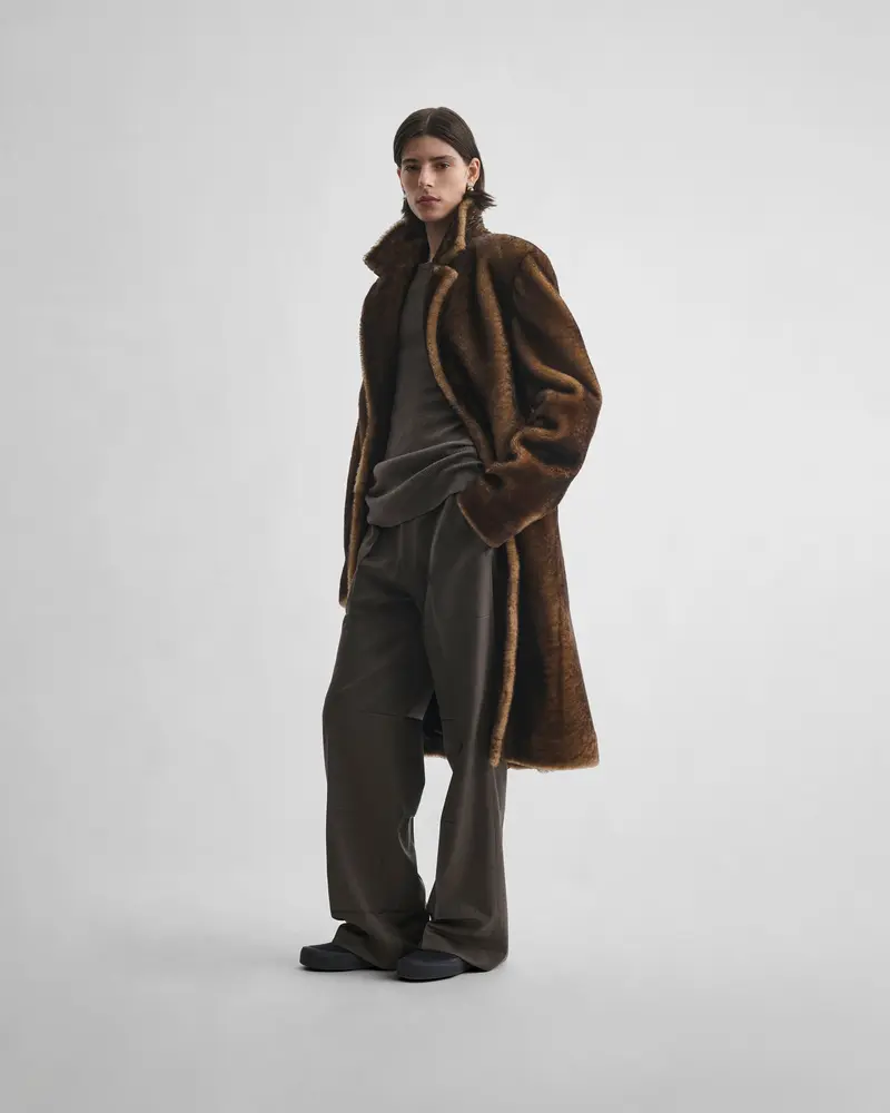 Brown Khaki Wool Tailored Trousers With Creased Boyish Silhouette