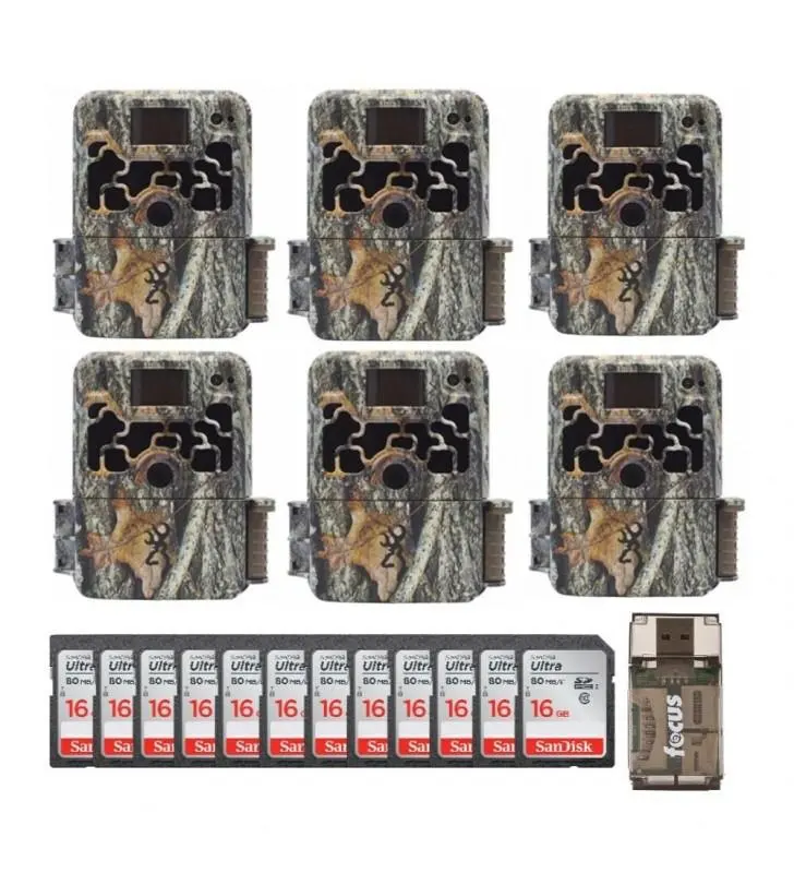 Browning Dark Ops Extreme Trail Camera Pack – Six 16MP Camouflage Units with 16GB SD Cards and HD Video Recording
