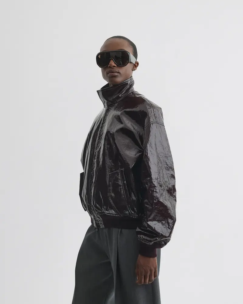 Burgundy Linen-Canvas Golf Jacket With Quilted Lining