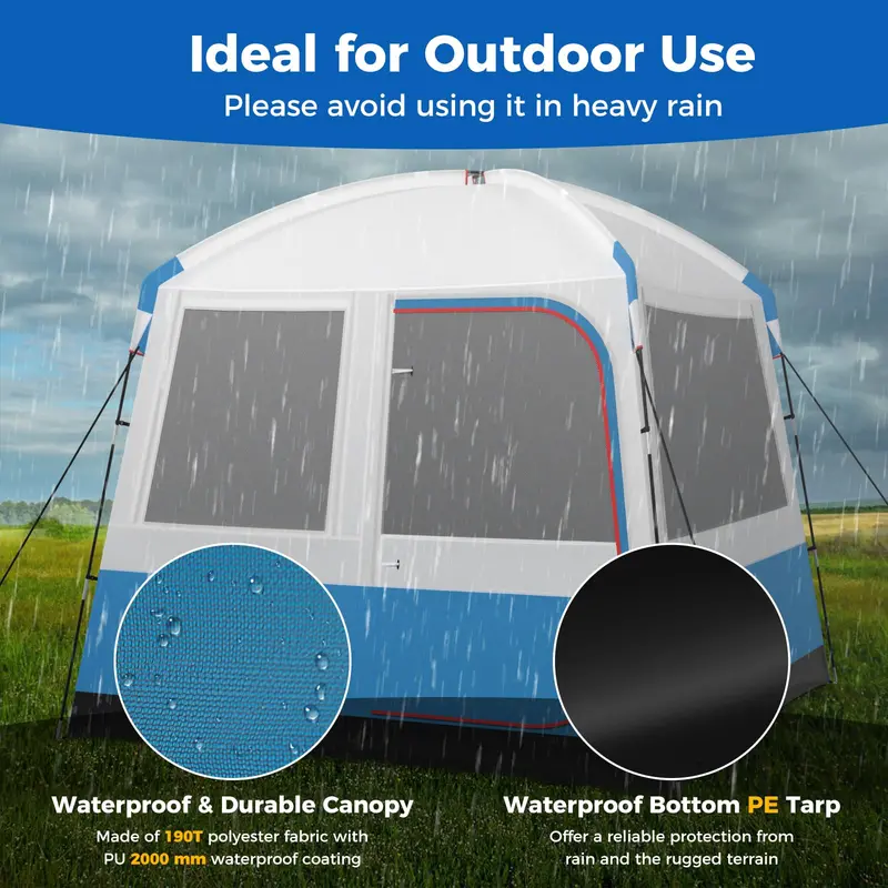 Cabin-Style 3–5 Person Camping Tent with Double-Layer Mesh Front Door for Ventilation