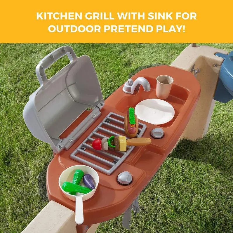 Canopy-Style Outdoor Play Patio – All-in-One Setup with Built-in Pretend Kitchen Area