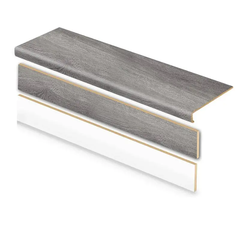 Cap A Tread Aiden Laminate Stair Tread and Reversible Riser Kit – Platinum/Alberta Spruce/Baneberry, 47"L × 12.15"W