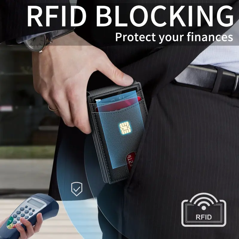 Carbon Fiber RFID-Blocking Tactical Wallet – Slim Denim-Style Design with Quick-Access Card Slots & Advanced Identity Protection