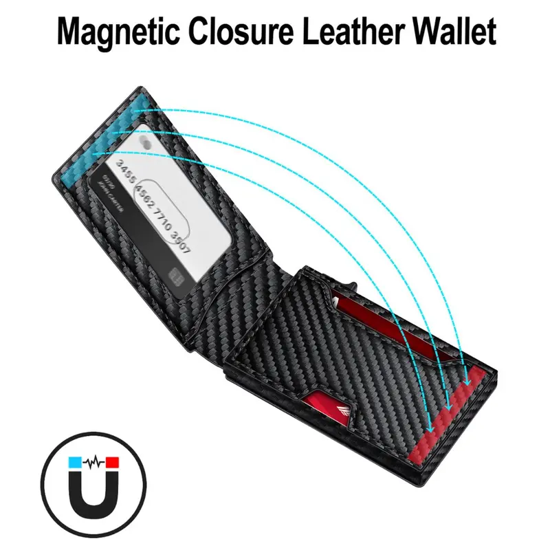 Carbon Fiber RFID-Blocking Tactical Wallet – Slim Denim-Style Design with Quick-Access Card Slots & Advanced Identity Protection
