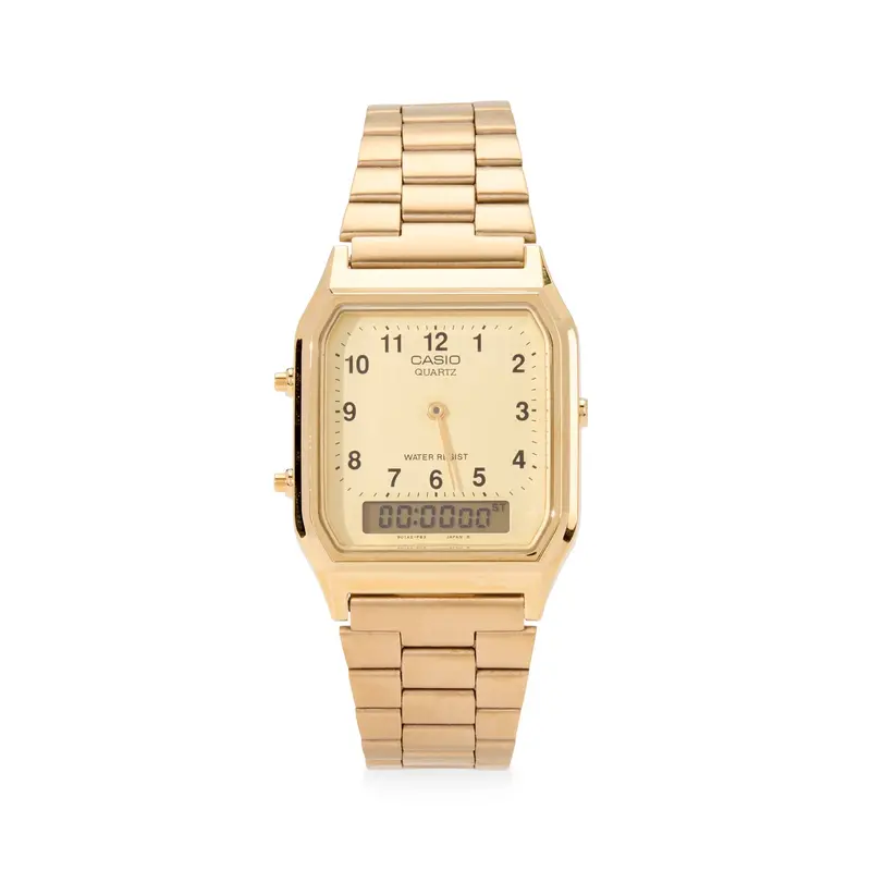 Casio AQ230 Gold-Tone Analog-Digital Watch with Dual-Time Display