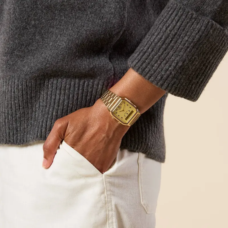 Casio AQ230 Gold-Tone Analog-Digital Watch with Dual-Time Display