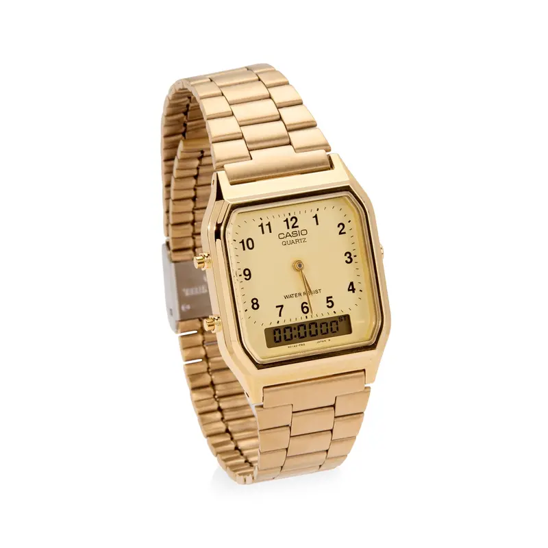 Casio AQ230 Gold-Tone Analog-Digital Watch with Dual-Time Display