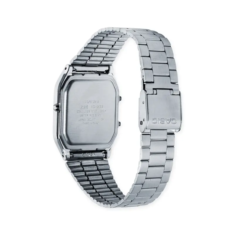Casio AQ230 Silver Analog-Digital Watch – Sleek Dual-Display Timepiece