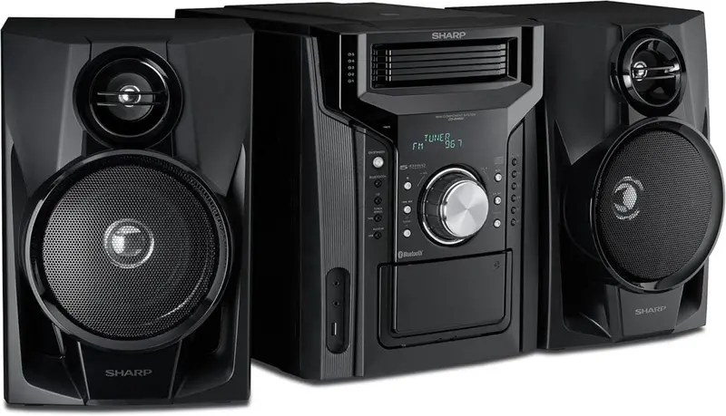 CD-BH950 Mini Bookshelf Speaker System – 240W 5-Channel Audio Receiver with Built-in Cassette Deck and Bluetooth Connectivity