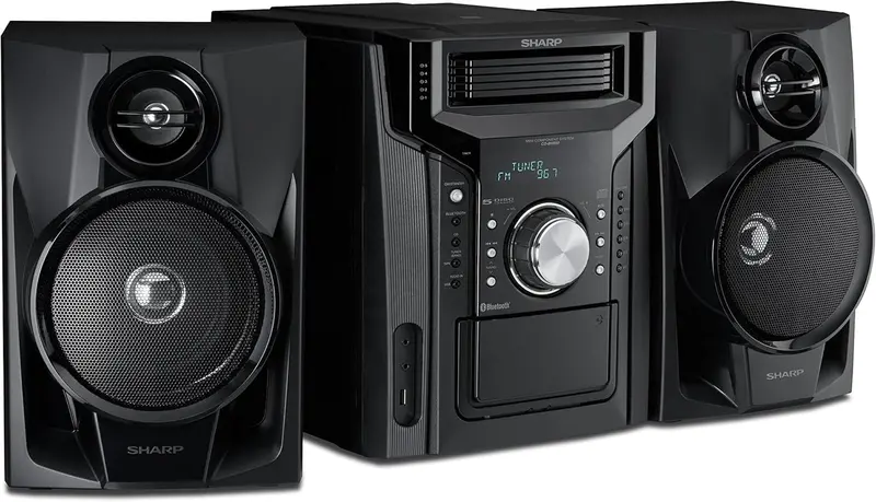 CD-BH950 Mini Bookshelf Speaker System – 240W 5-Channel Audio Receiver with Built-in Cassette Deck and Bluetooth Connectivity