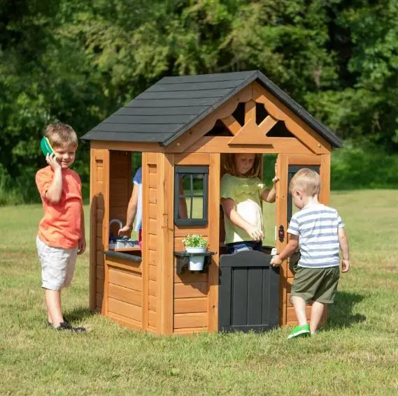 Cedar Backyard Playhouse with Integrated Kitchen – Indoor/Outdoor Kids' Play Center