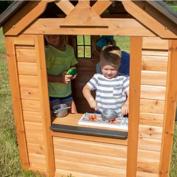 Cedar Backyard Playhouse with Integrated Kitchen – Indoor/Outdoor Kids' Play Center