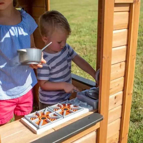 Cedar Backyard Playhouse with Integrated Kitchen – Indoor/Outdoor Kids' Play Center