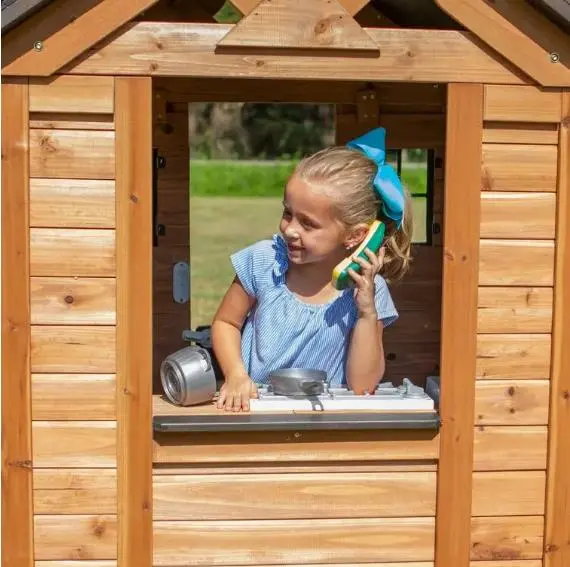 Cedar Backyard Playhouse with Integrated Kitchen – Indoor/Outdoor Kids' Play Center