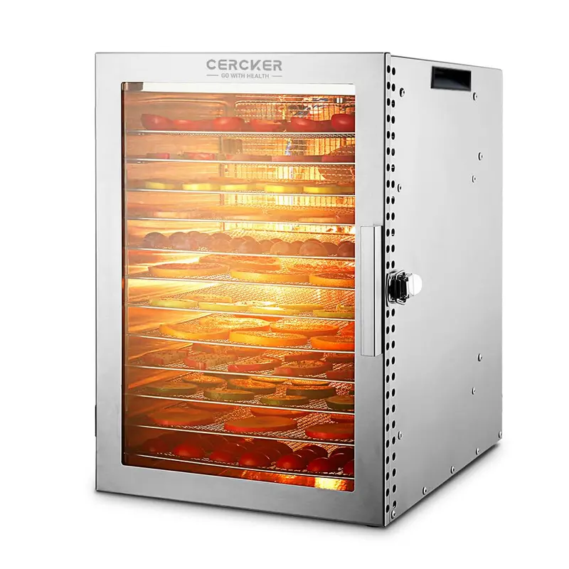Cercker 12-Tray Stainless Steel Food Dehydrator – High-Capacity Home Drying System for Snacks & Preserves