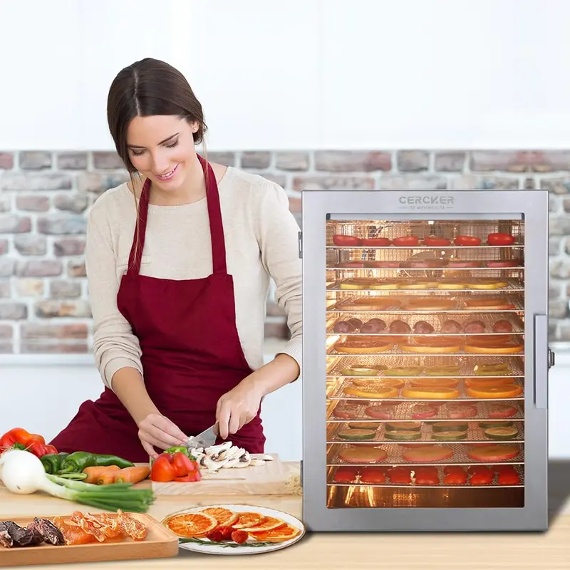 Cercker 12-Tray Stainless Steel Food Dehydrator – High-Capacity Home Drying System for Snacks & Preserves
