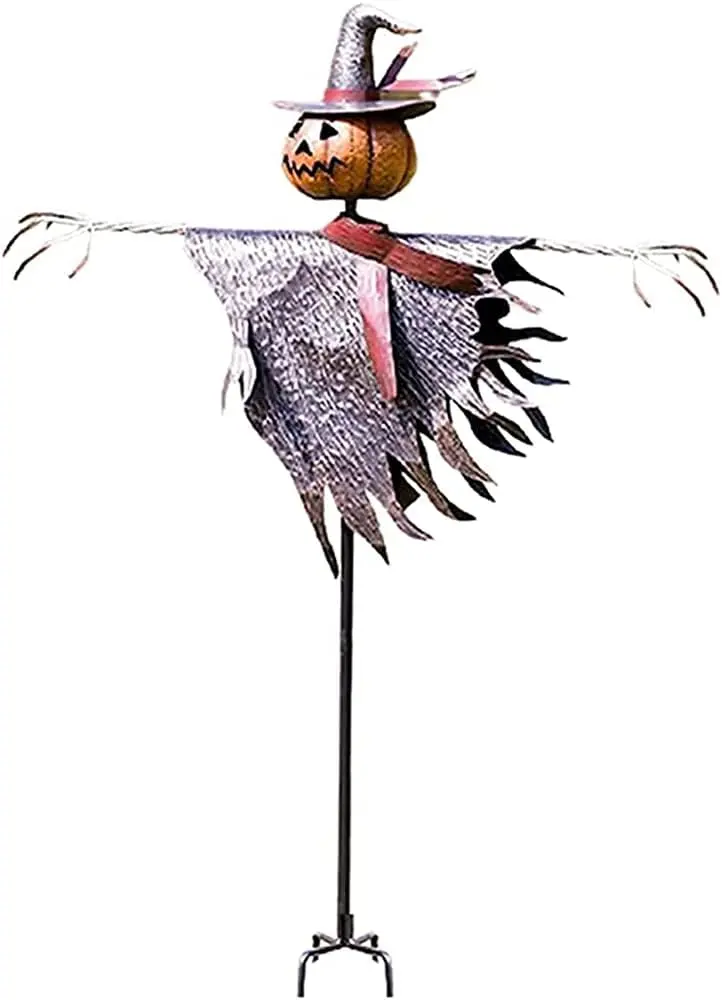 Classic Halloween Yard Decoration Set – Scarecrow & Jack-O'-Lantern Pair for Front Porch or Garden