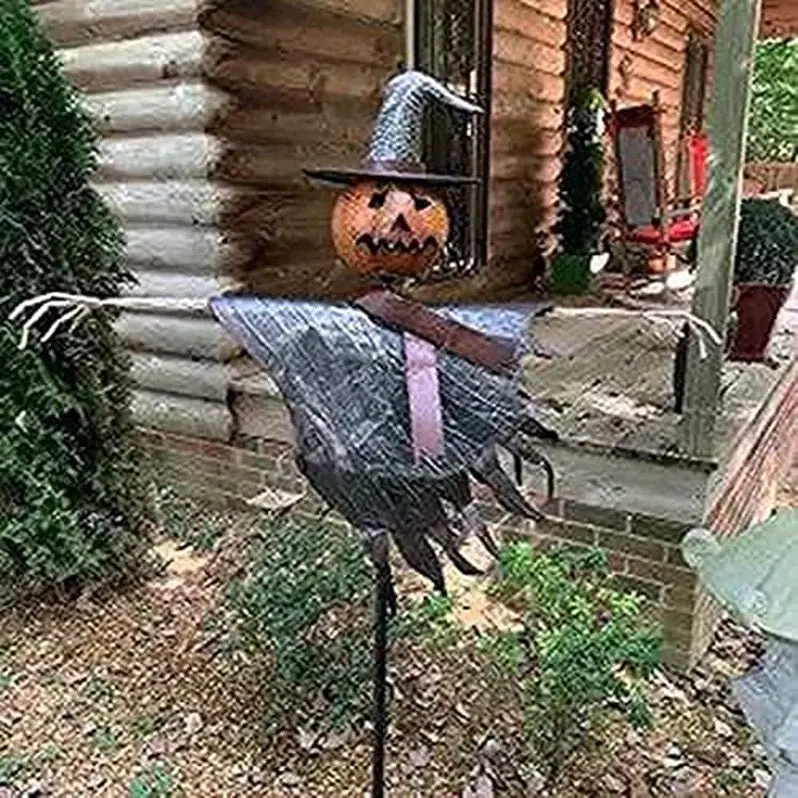 Classic Halloween Yard Decoration Set – Scarecrow & Jack-O'-Lantern Pair for Front Porch or Garden