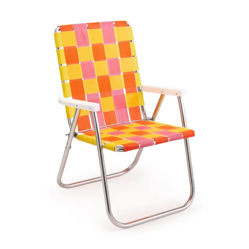 Classic Sunset Folding Lawn Chair – Portable, Lightweight Outdoor Seating with Comfortable Contoured Design