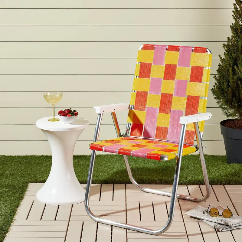 Classic Sunset Folding Lawn Chair – Portable, Lightweight Outdoor Seating with Comfortable Contoured Design