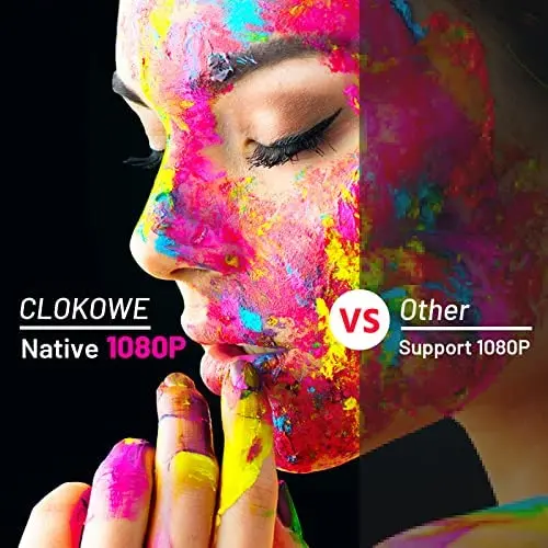CLOKOWE Mini Bluetooth Projector – 9600 Lumens, Full HD 1080P with 5G WiFi, 4K Upscaling, Dolby Audio, and Digital Zoom