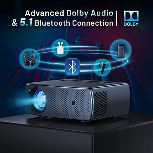 CLOKOWE Mini Bluetooth Projector – 9600 Lumens, Full HD 1080P with 5G WiFi, 4K Upscaling, Dolby Audio, and Digital Zoom