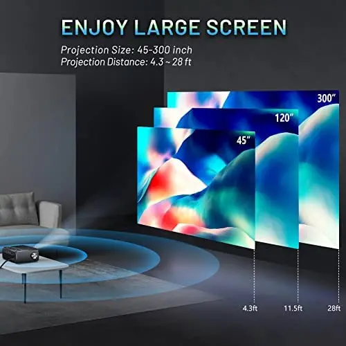 CLOKOWE Mini Bluetooth Projector – 9600 Lumens, Full HD 1080P with 5G WiFi, 4K Upscaling, Dolby Audio, and Digital Zoom